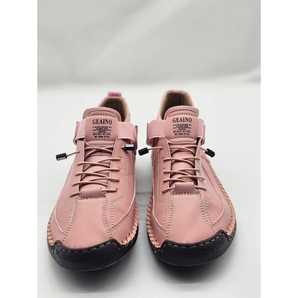 GEAINO Casual Sneakers Women's 44 Pink Stitched Bungee Strap